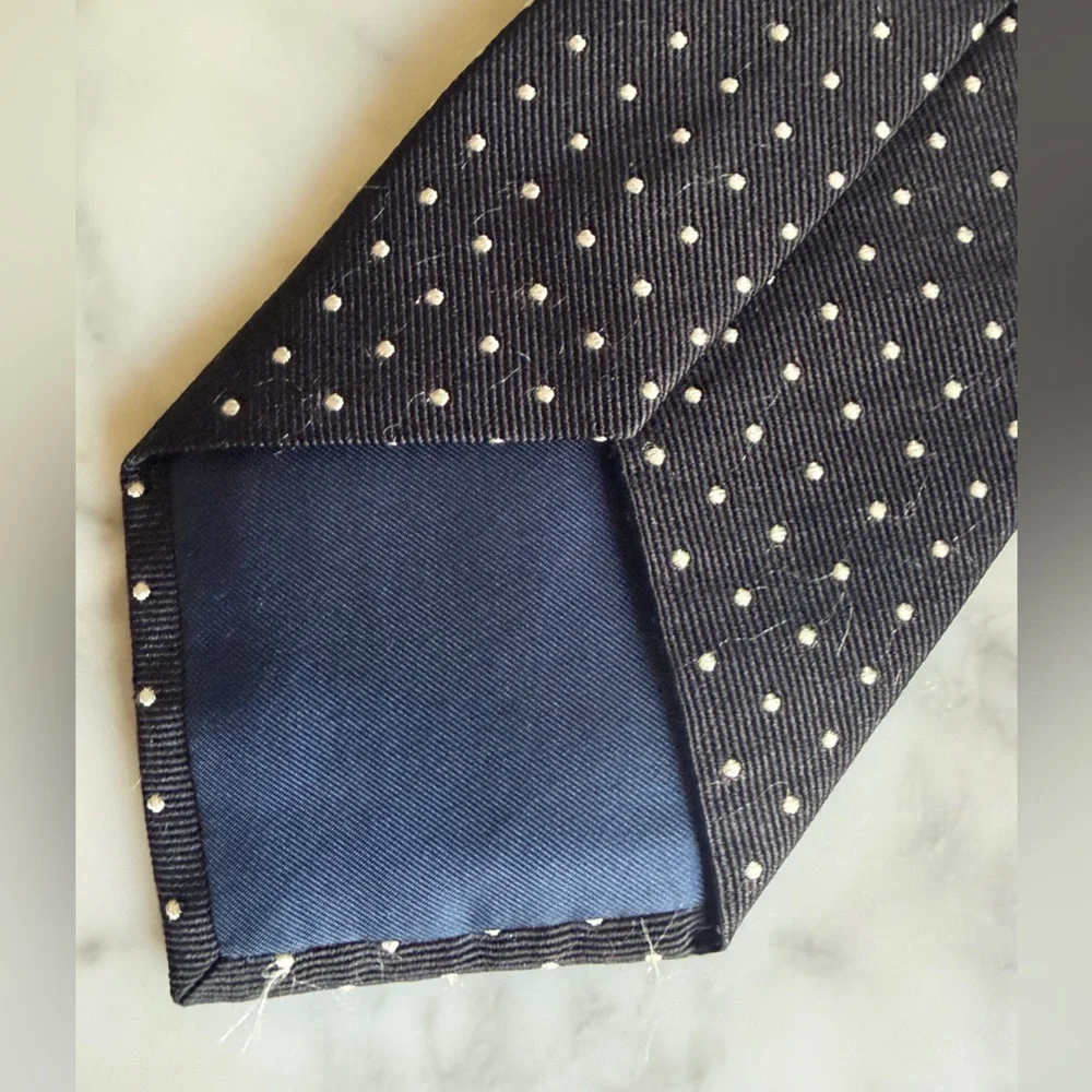 Classic Polo by Ralph Lauren Black Tie w White Polka Dots Formal Office Handmade